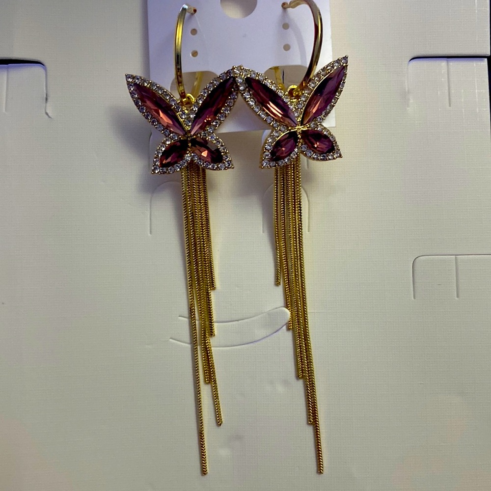 Earrings butterfly,♥️♥️, with gold bath 14 k zircon